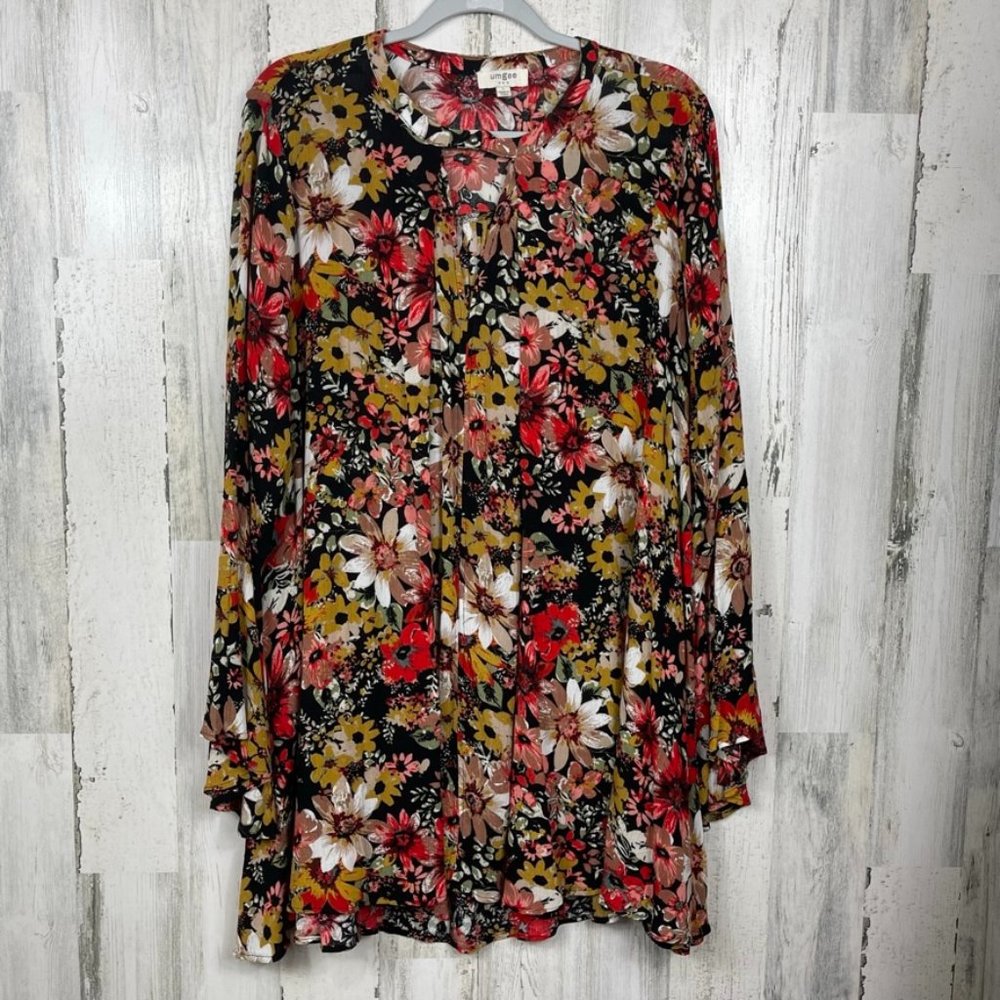 Umgee Floral Midi Dress in Black, Red, Mustard, Cream